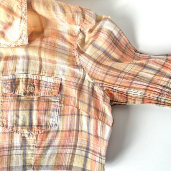 Garage Cream and Orange Long Sleeve Button Down Shirt - Picture 3 of 9